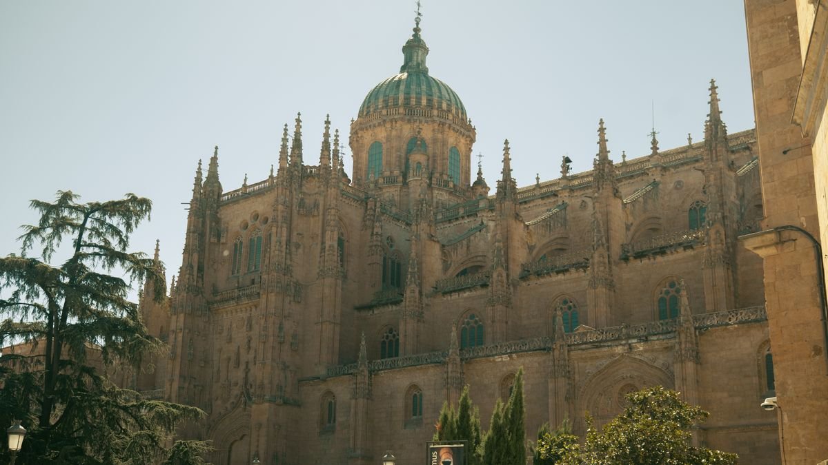 Les tours de la cathédrale de Salamanque sous un ciel bleu