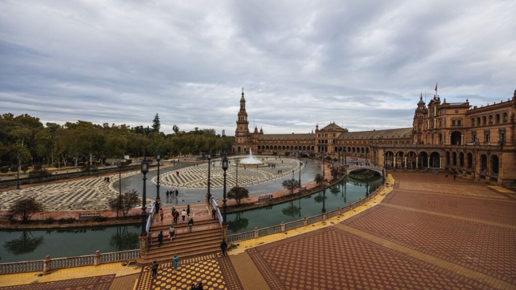 Vue aerienne de la Plaza de Espana a Seville en Andalousie